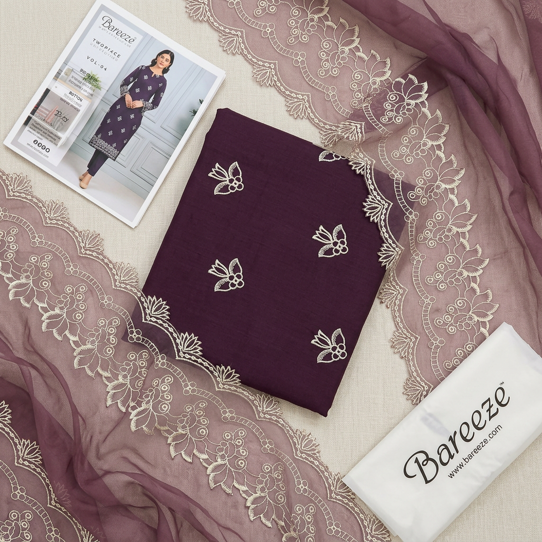 Purple Embroidered Lawn 2-Piece Suit Set