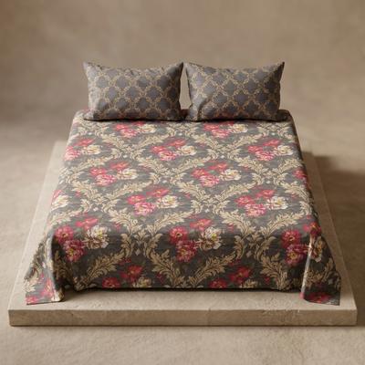 Premium Quality Cotton Salonica Double Bedsheet with Floral Design
