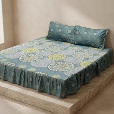 Cotton Sylonica Bedsheet Set Grey Yellow Mandala Double Size