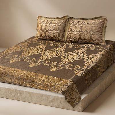 3 Pcs Palachi Bedsheet Set Brown Floral Embroidery Double Bed