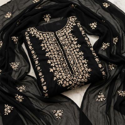 Black Hand Embroidered Chiffon Suit for Bakra Eid