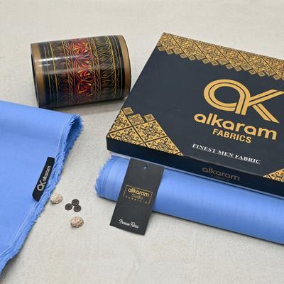 Alkaram Cotton Plain Blue Suit for Men Summer Wear