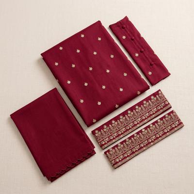 Maroon Embroidered 2-Piece Women Suit for Weddings Eid