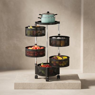 5-Tier Rotating Fruit Basket Black Kitchen Storage