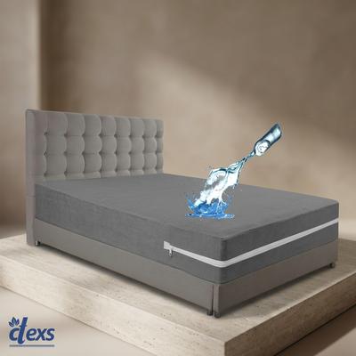 Waterproof Terry Cotton Mattress Cover Grey Double Bed