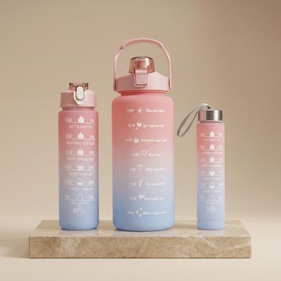 3 Pcs Gradient ABS Water Bottles 500ml Leak Proof