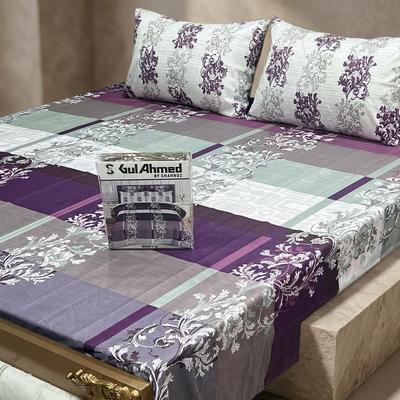 Double Bedsheet Set Purple Gray Mint Green Cotton Mix