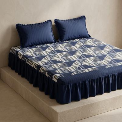 Double Bedsheet Set Blue Geometric Cotton Salonica
