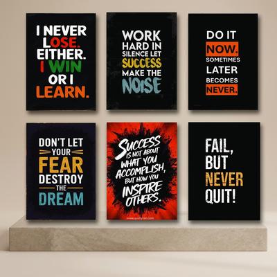 Set of 6 Motivational Wall Art Frames 8x11 MDF Wood