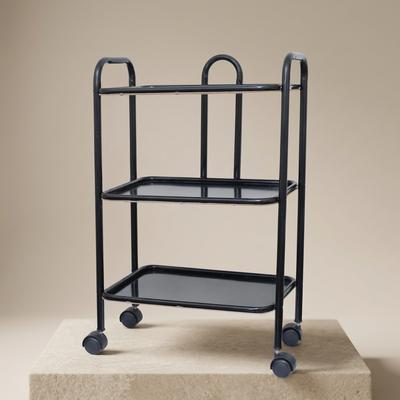 Black 3-Tier Tea Trolley with Wheels