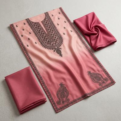 Peach Printed Shamoz Silk 3-Piece Suit for Women