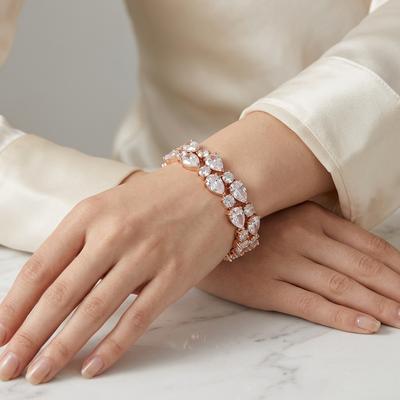 Women Rose Gold Zircon Banquet Bracelet for Weddings Parties