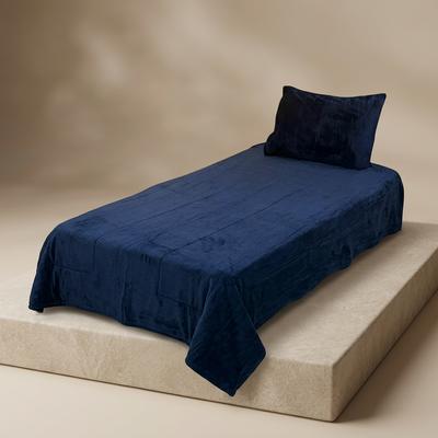 Soft Velvet Placette Bedsheet Blue Single Bed