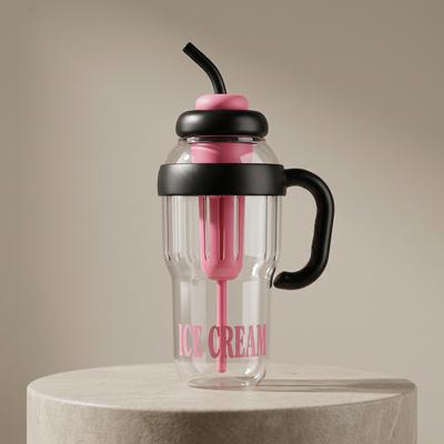 Premium Ice Cream Water Bottle Pink Black ABS