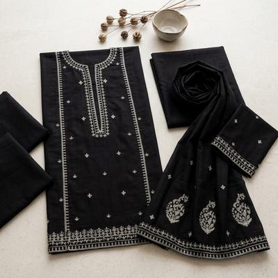 Black Embroidered 2-Piece Women's Suit for Weddings & Parties