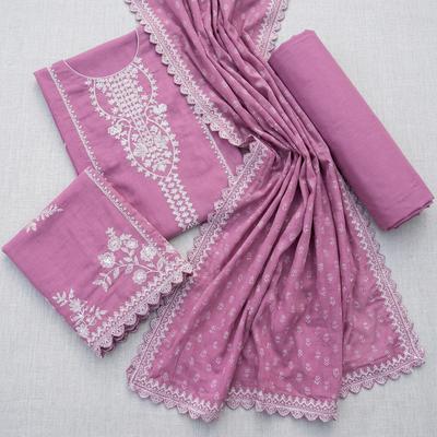 Pink Embroidered Lawn 3Pcs Set for Women