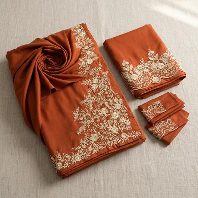 Orange Embroidered 2-Piece Lawn Suit for Weddings Eid