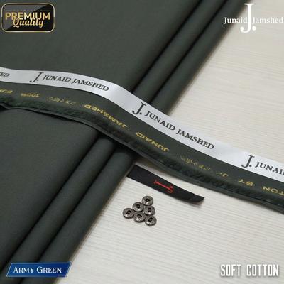 Army Green Soft Cotton Unstitched Suit Fabric 4.5m