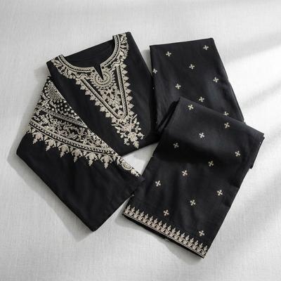 Black Embroidered 2-Piece Lawn Suit for Women
