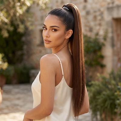 Ponytail Hair Extensions 28" Synthetic Straight Brown
