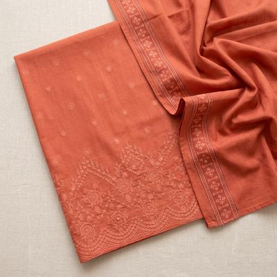 Orange Embroidered Lawn 2Pcs Suit Set for Women