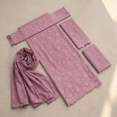 Pink Embroidered Lawn 2Pcs Suit Set for Women Eid Weddings