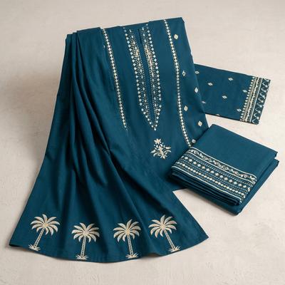 Unstitched Embroidered Lawn Suit Blue D-5766