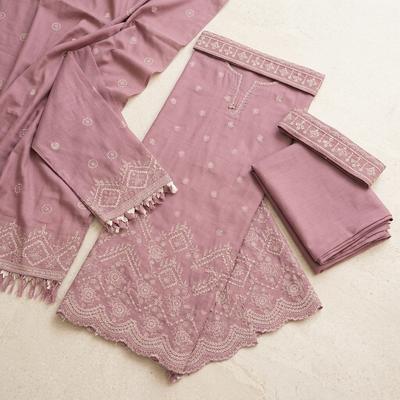 Pink Embroidered Lawn 2Pcs Kurta Set for Women