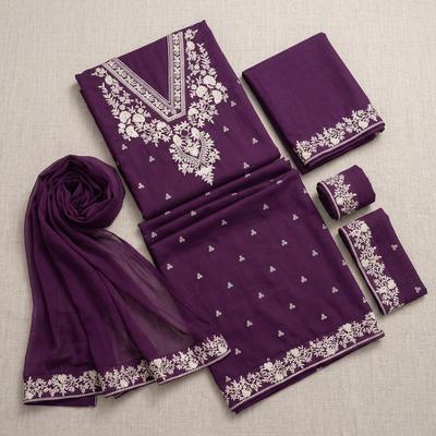 Purple Embroidered Lawn 3Pcs Set for Women