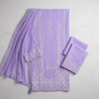 Purple Embroidered Lawn 3Pcs Set for Women