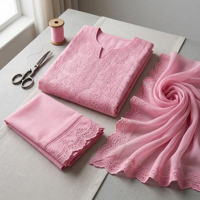 Pink Embroidered Kurta Set for Women