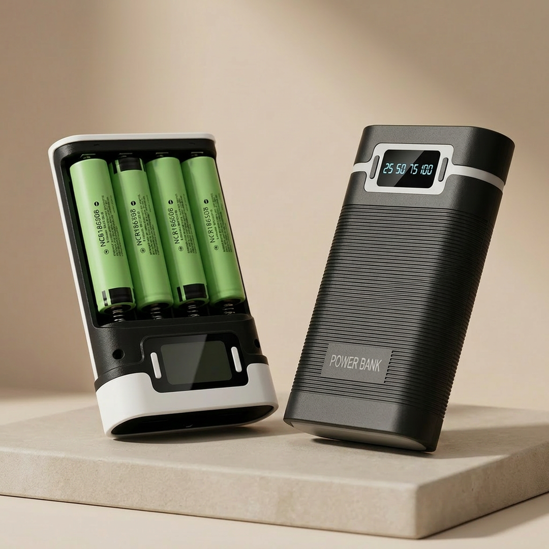 4-Cell 18650 Battery Power Bank with Solder-Free Reverse Protection