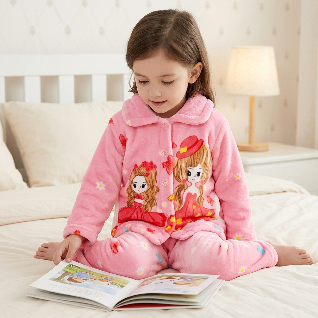 Pink Bunny Flannel Pajamas for Girls Boys Medium Large