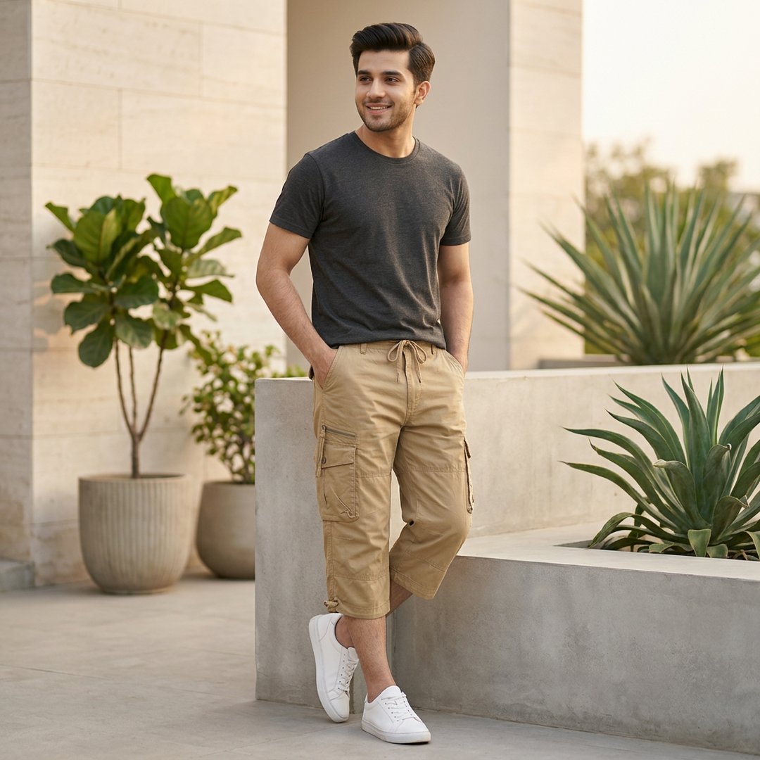 Men's Navy Blue Multi-Pocket Cargo Pants - Image 7
