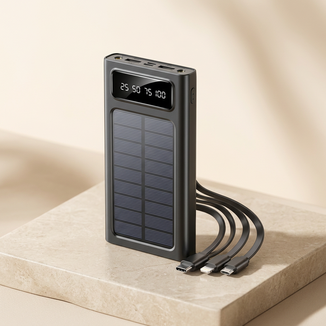 Solar Power Bank 20000mA Digital Display Camping LED