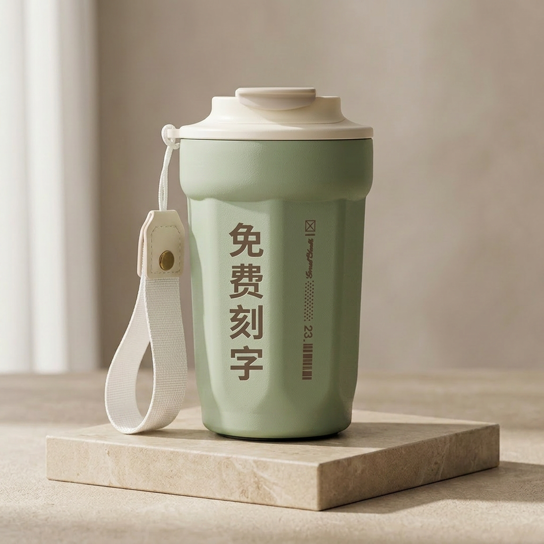 Digital Temperature Coffee Thermos Cup Green 14cm