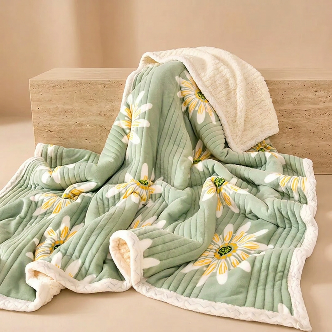 New Pink Three-Layer Lamb Fleece Blanket for Home