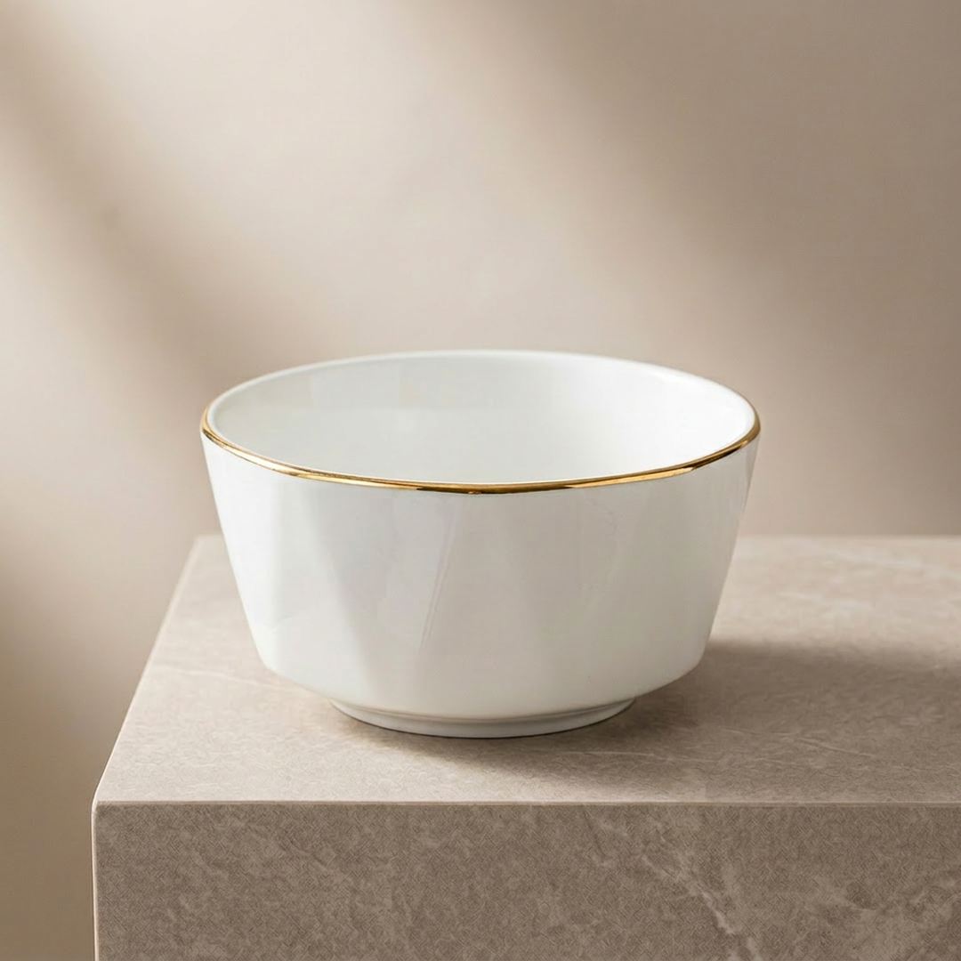 Jingdezhen Ceramic Rice Bowl Gold Handpainted