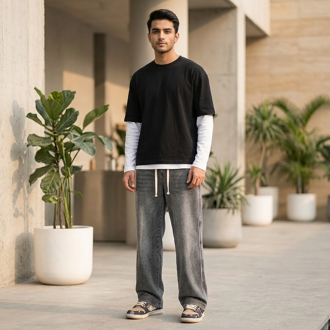 Hong Kong Style Loose Jeans Spring Summer Straight Fit - Image 6