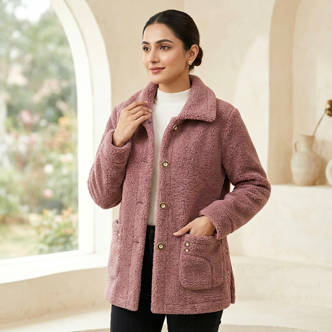 Women's 2024 Winter Velvet Cardigan Button Collar Sweater
