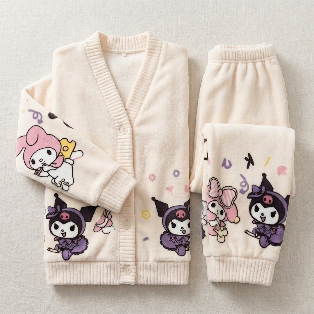 Women's Winter Cartoon Fleece Pajamas Coral Thickened