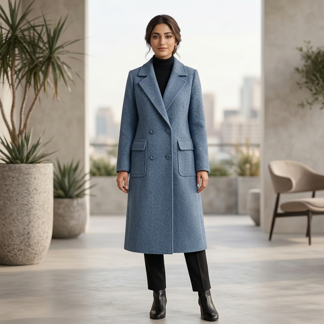 Women Woolen Coat Royal Sister Spring Autumn Mid-Length