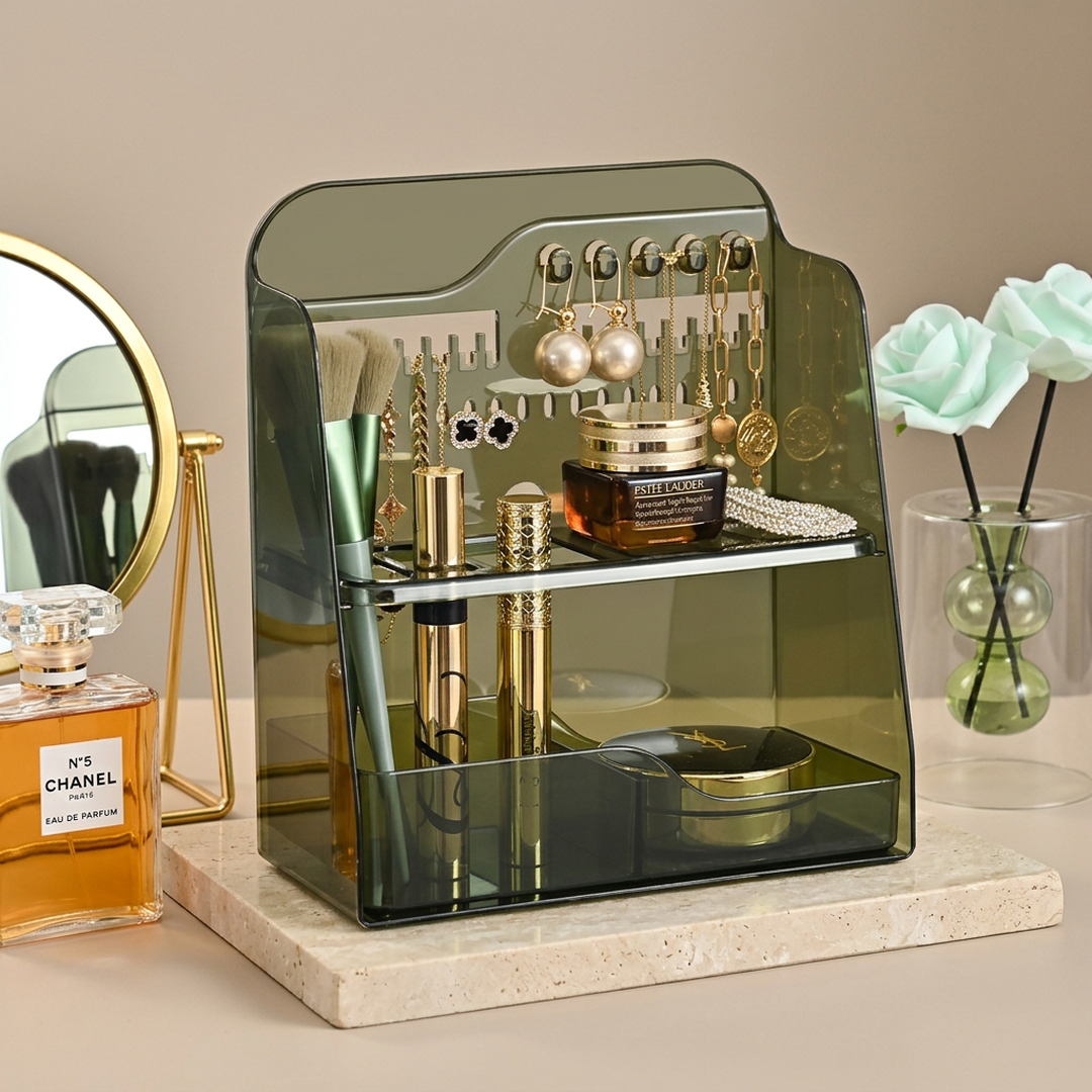 Transparent Mirror Storage Box for Makeup & Cosmetics