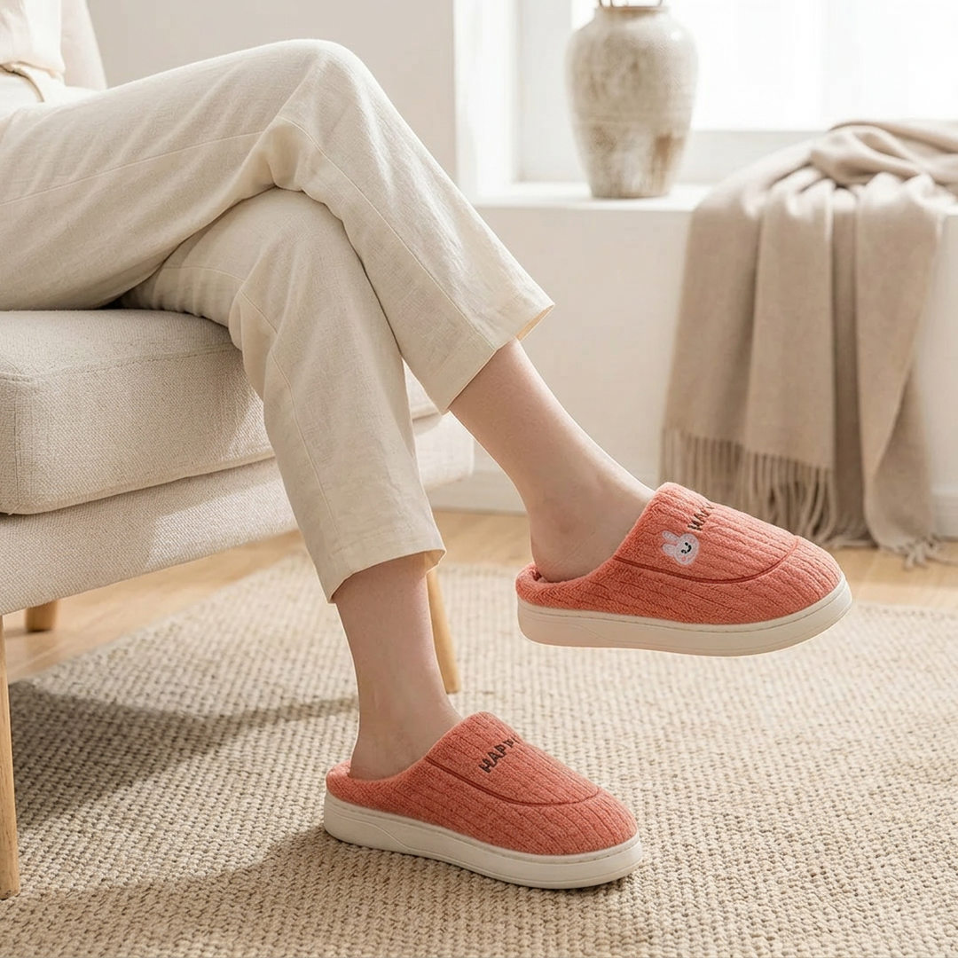 Women's Cotton Slippers Moon Design Green Pink