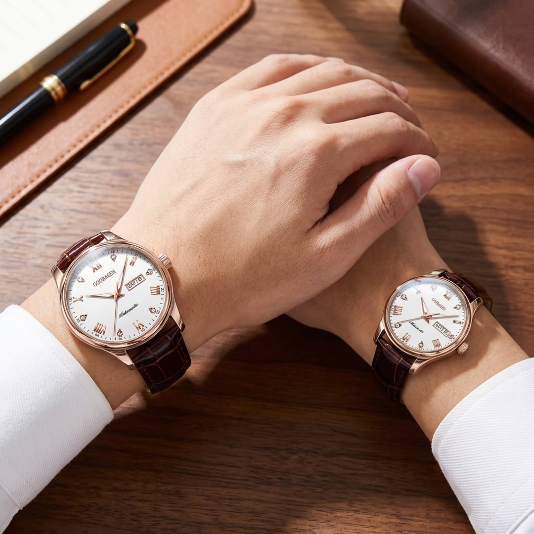Guberson Ultra-Thin Couple Watch with Diamond Cover - Image 10