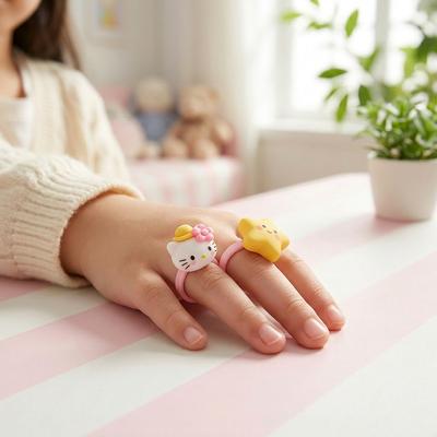 Cute Cartoon Resin Finger Ring Matte Sweet Flower Jewelry
