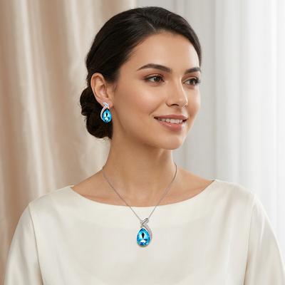 Purple Crystal Korean Style Pendant Set