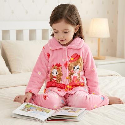Pink Bunny Flannel Pajamas for Girls Boys Medium Large