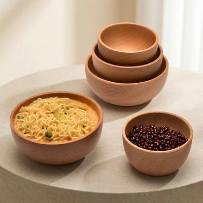 Japanese Wooden Rice Bowl for Kids & Home Use