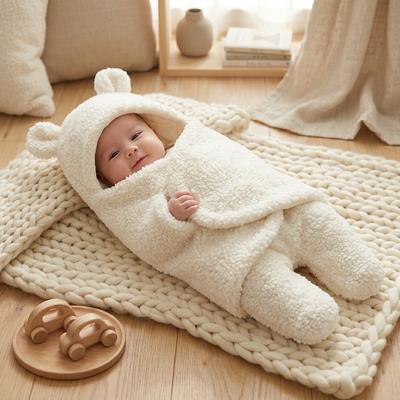 Baby Plush Swaddle Blanket 55x29cm Soft Cartoon